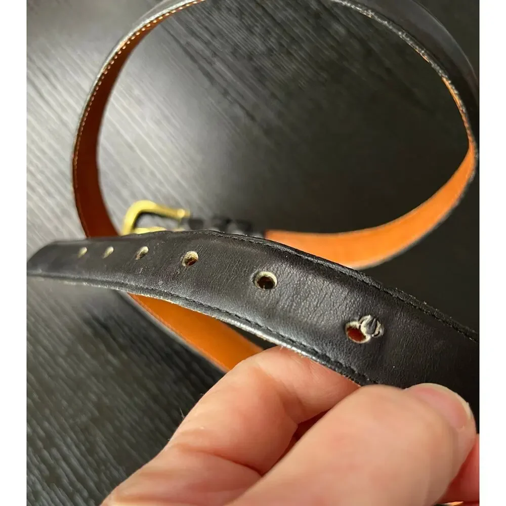 Vintage Coach Classic Preppy Style Black Leather Belt with Brass Buckle